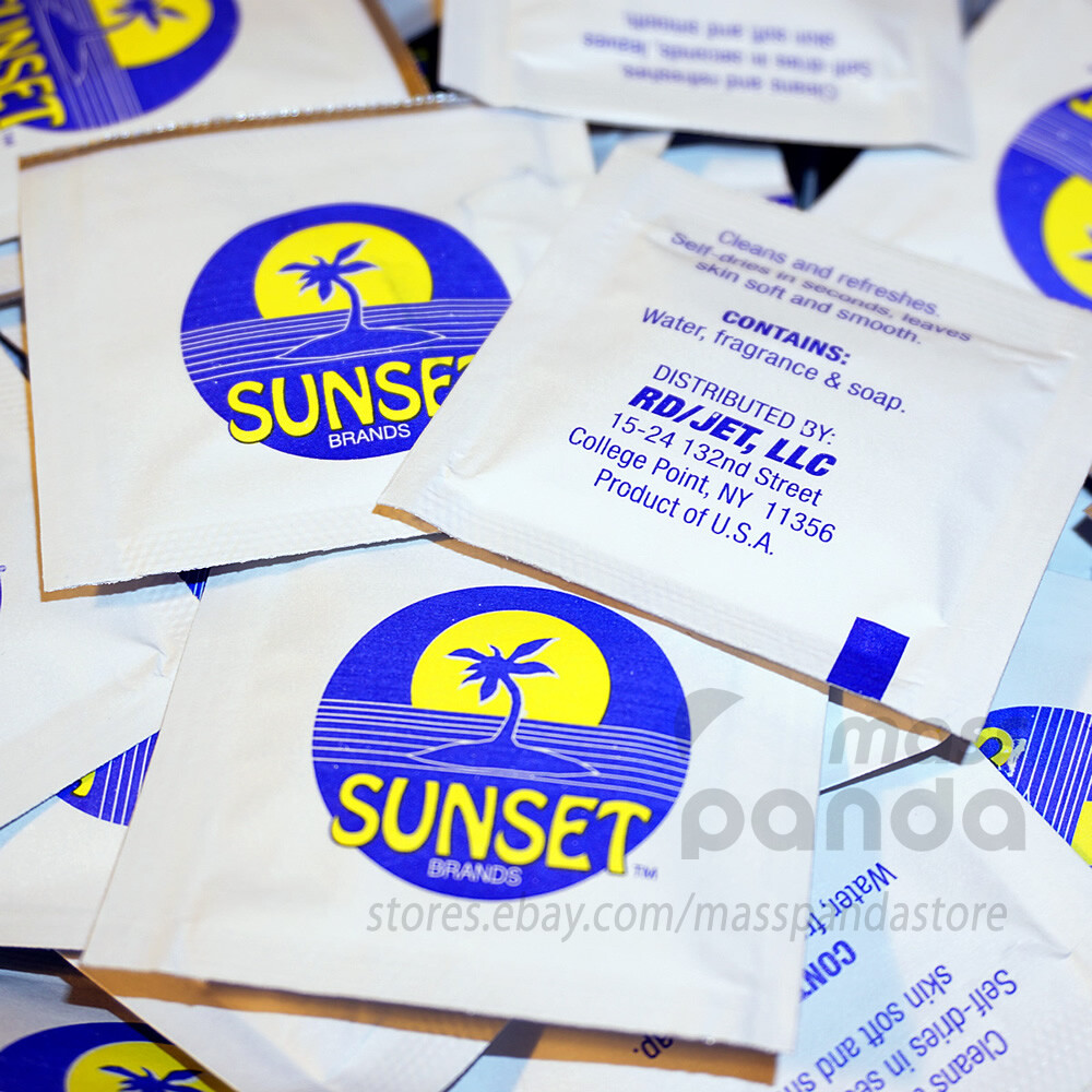 Sunset 4.75″x6.25″ Moist Towelettes/Nap/Wipes Individually Wrapped Lemon-scented