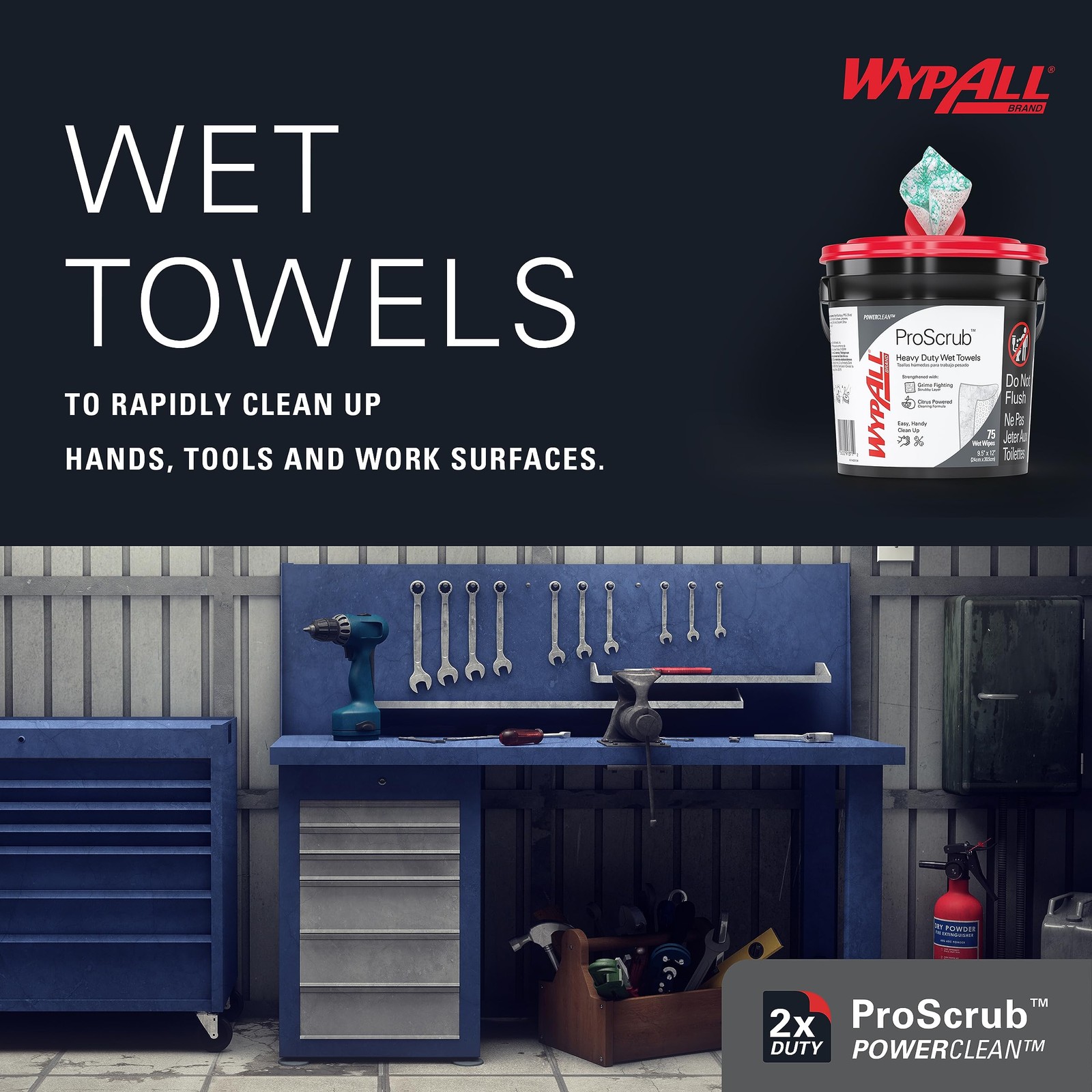 Wypall – KCC91371CT WypAll 91371CT Waterless Hand Wipes, Cloth, 9 x 12, 75 Count