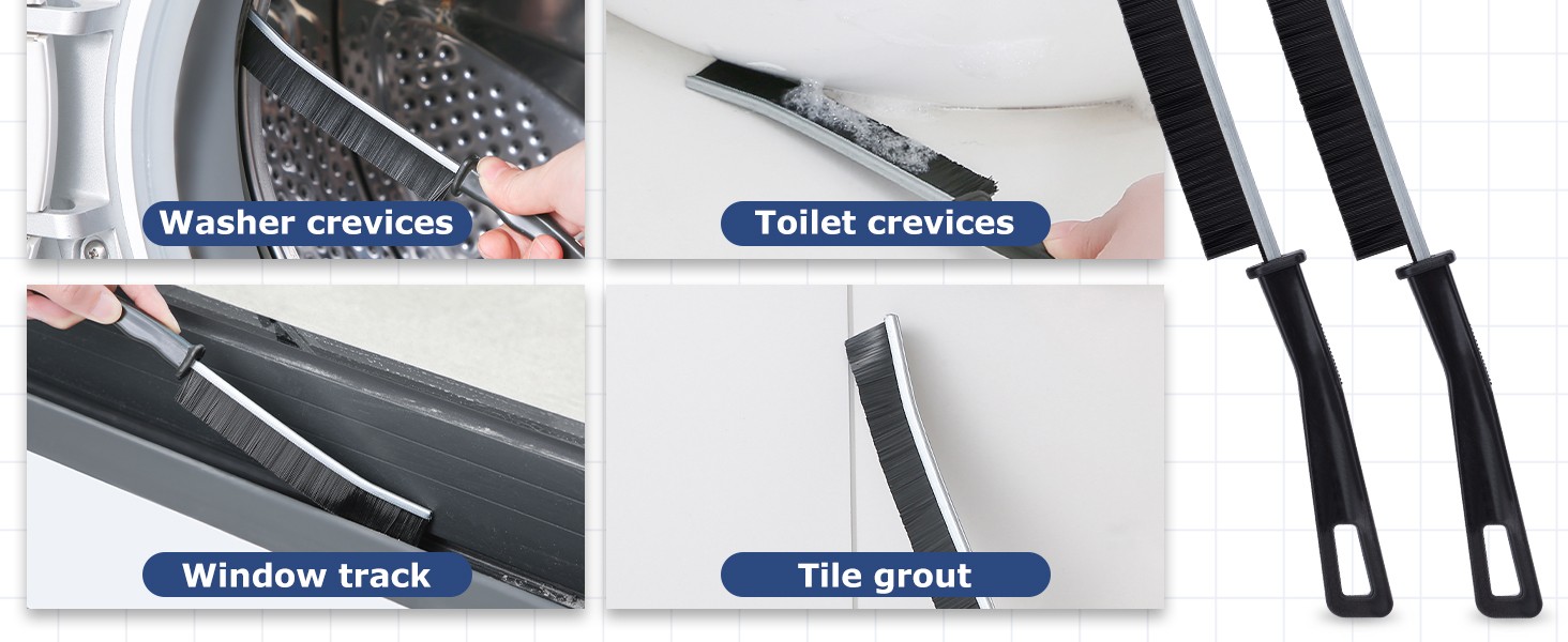 Grout Brush with Long Handle, Grout Cleaner Brush for Tile Floors, Stiff