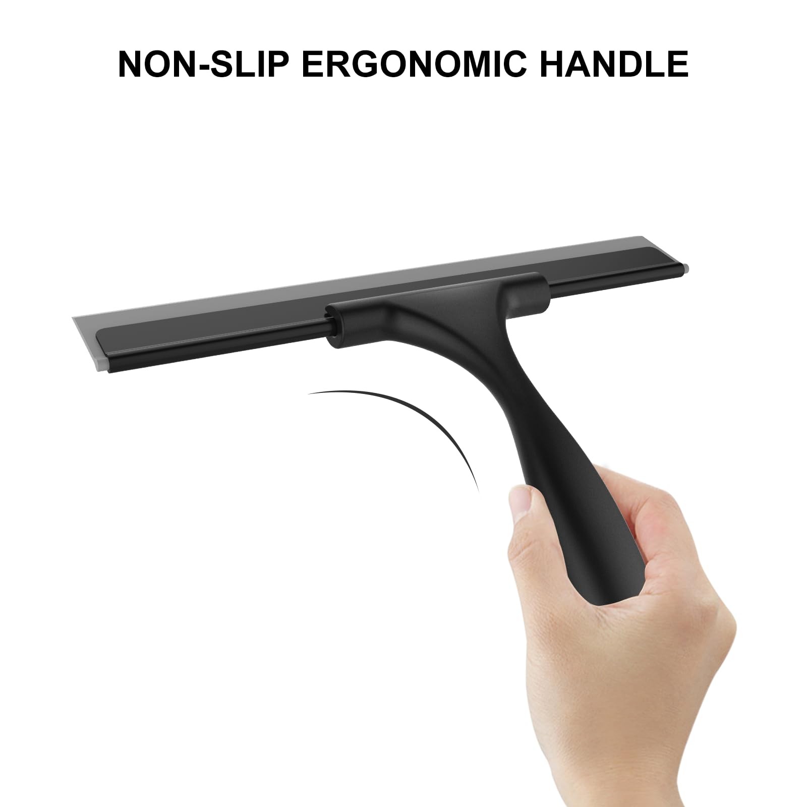 SetSail Squeegee for Shower Glass Door Stainless Steel 10 inches, All-black