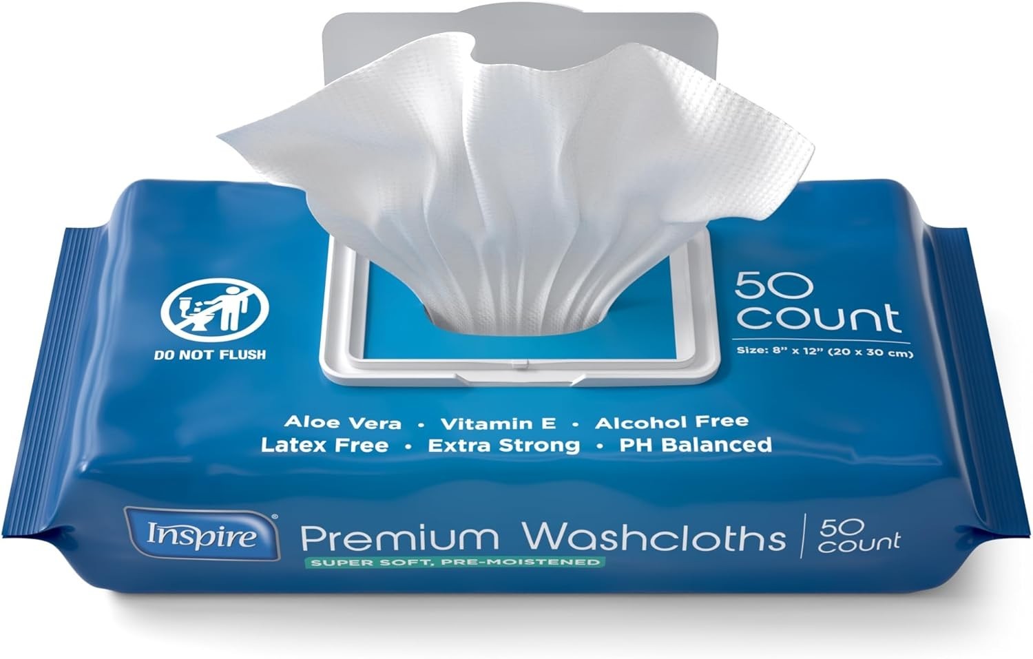 Inspire Adult Wet Wipes, Wash Cloths | Adult Wipes 8″x12″ (50 Count (Pack of 1