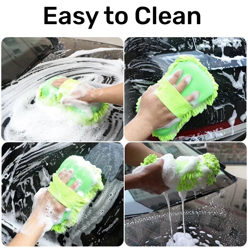 Microfiber Car Wash Sponge Cleaning Glove Detailing Towel Accessory