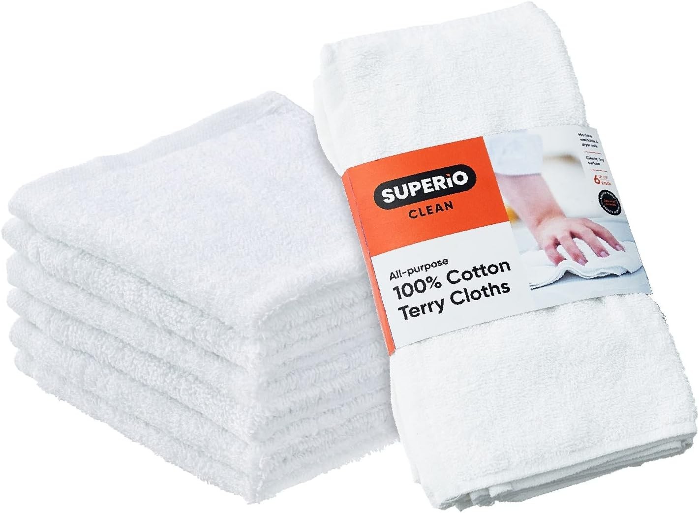 Terry Cloth Rags White Washcloths 100% Cotton 12″ Cleaning Cloths, Kitchen