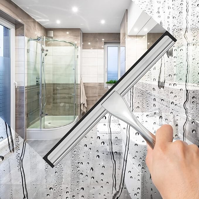 Limpiador de ducha multiusos de acero inoxidable para puertas de ducha, 10 Inch