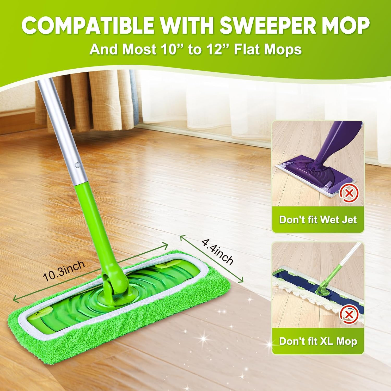 12-Pack Reusable Mop Pads Compatible with Sweeper Mop – 100% Coral Fleece Washab