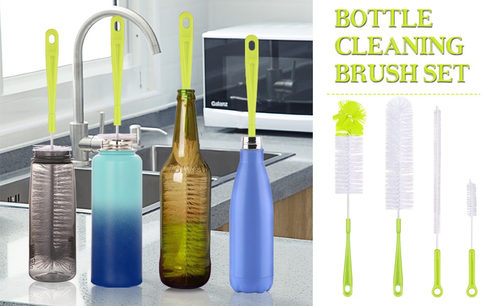 Bottle Cleaning Brush Set – Long Handle Bottle Cleaner for Washing Narrow Neck
