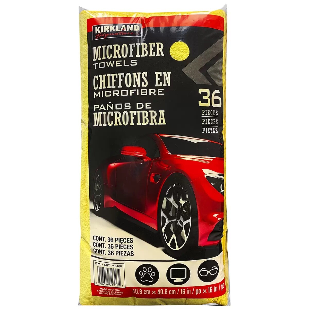 36pcs Kirkland Microfibre Car Drying Towels Ultra Soft Cleaning Plush Cloth Glas