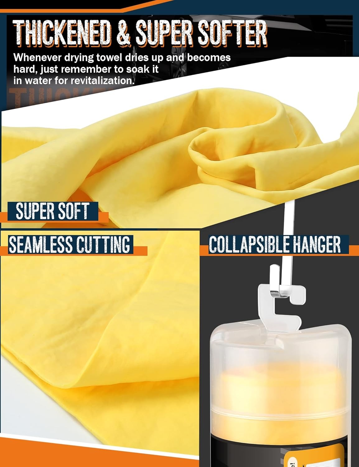 Premium Shammy Towel for Car, Super Absorbent 26″”x17″” Large Car Drying Towel,