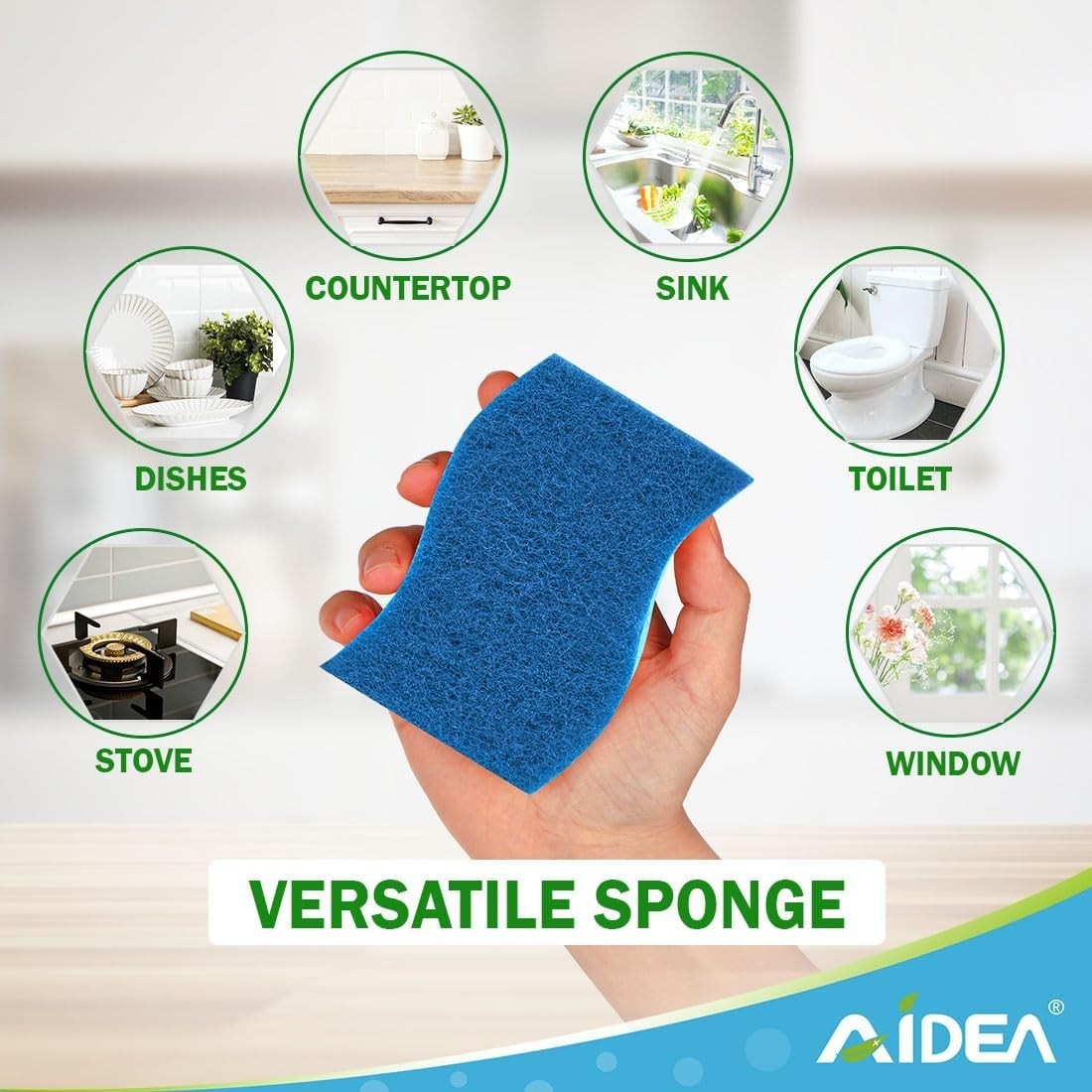 AIDEA-Brite Non-Scratch Scrub Sponge-24Count, Sponges for Dishes, Sponges Kitche