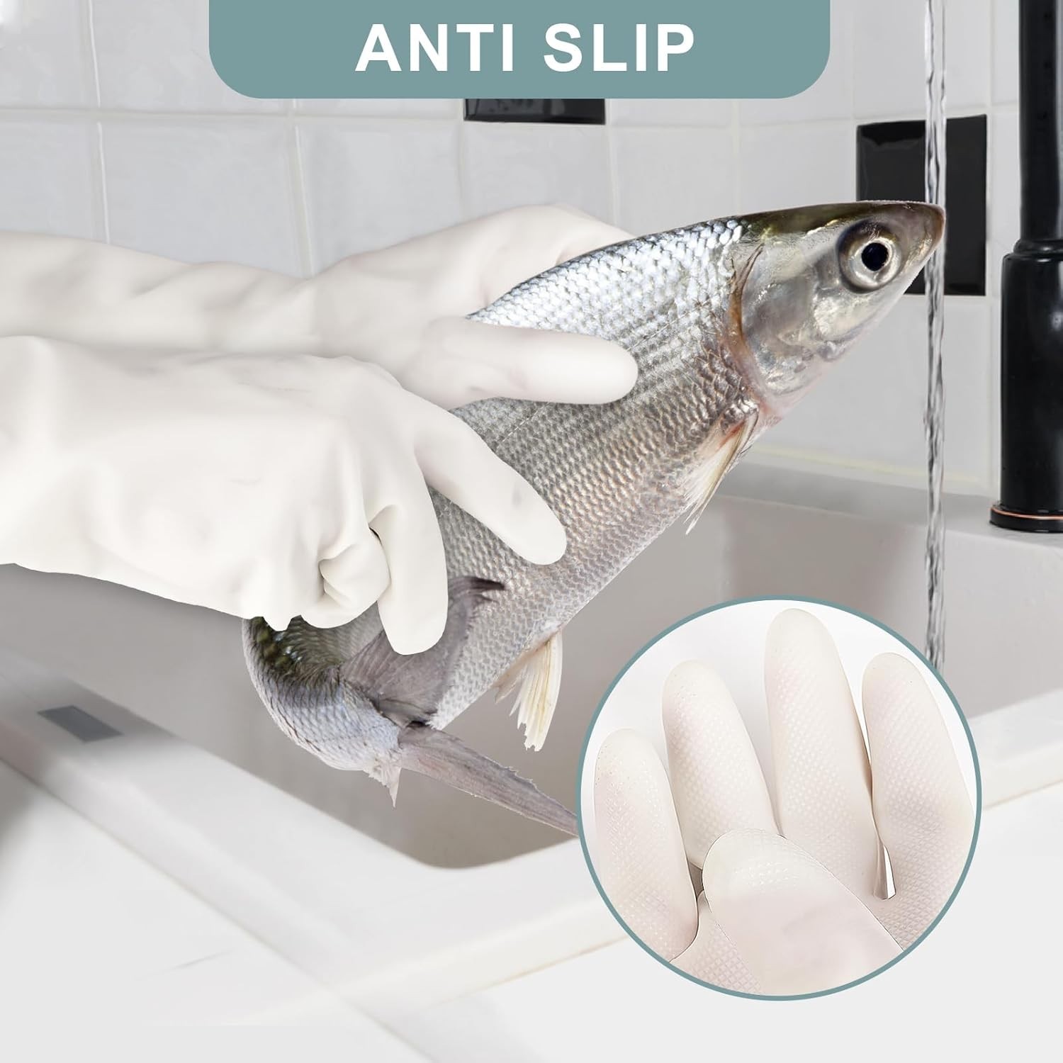2 Pairs Nitrile Cleaning Gloves Medium Kitchen Dishwashing Reusable Durable W…