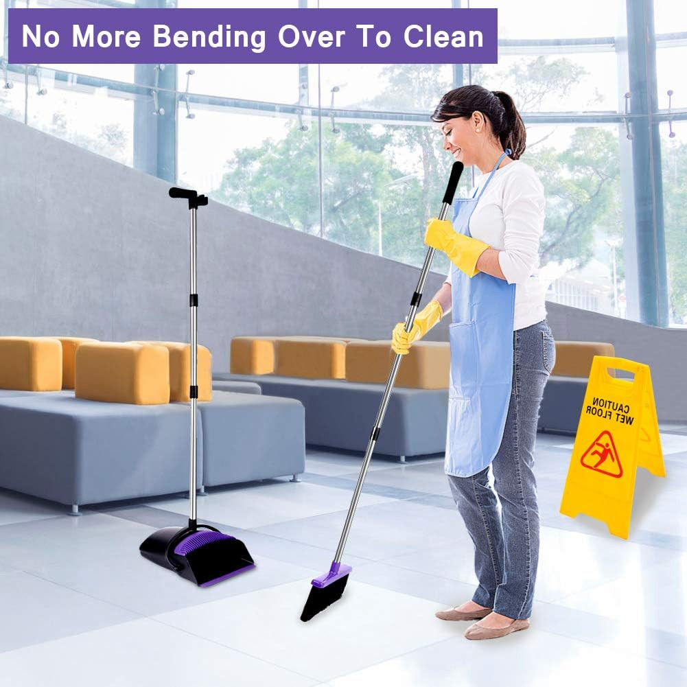 Broom and Dustpan Set, Upright Purple with 1 Count (Pack of 1),