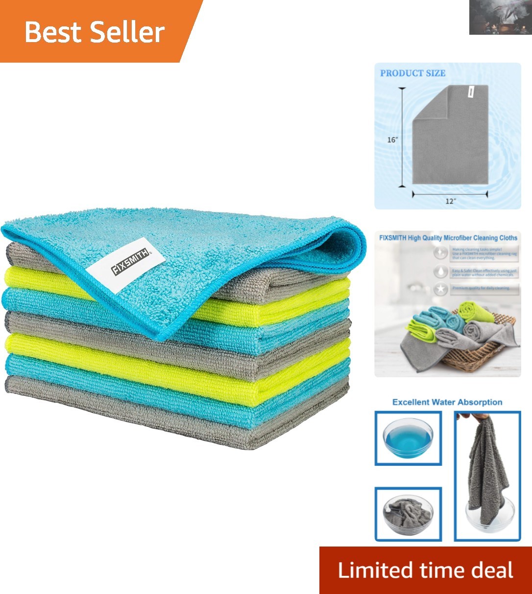 High-Quality Microfiber Cleaning Rags – Pack of 8, Soft & Super Absorbent Cloths