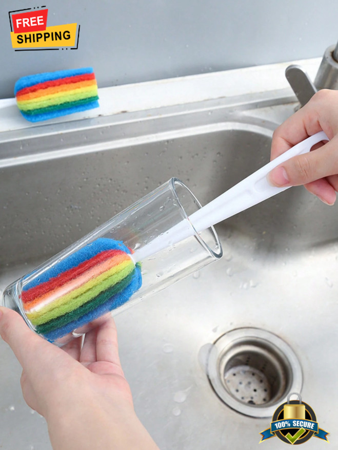 1 pc Long Handle Bottle Cleaning Brush – No Dead Angle Cup Scrubber