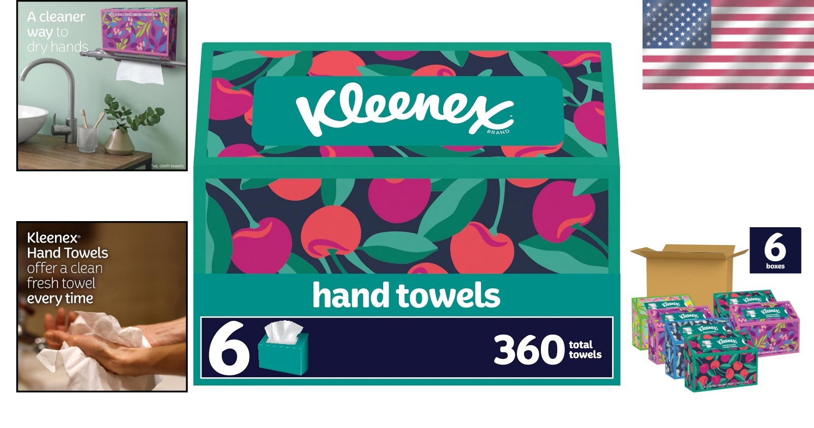 Kleenex Expressions Disposable Paper Hand Towels, 6 Boxes, 60 Towels per Box (36