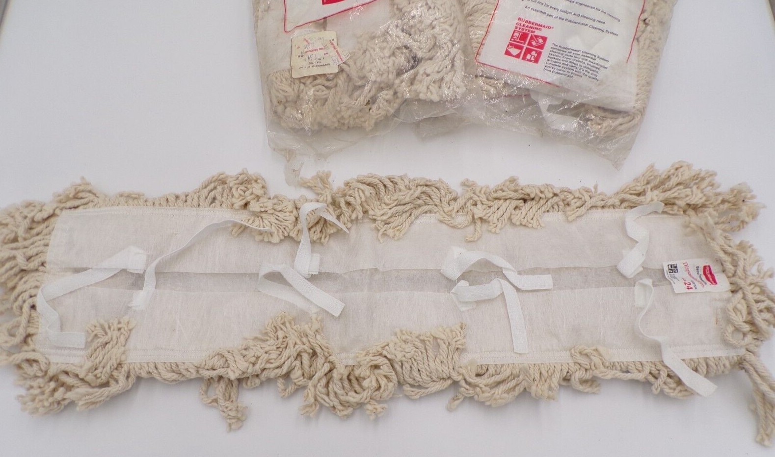Lot of 4 Rubbermaid Seco Brand Industrial Dust Mop Head, Cotton, 24W X 5D, White