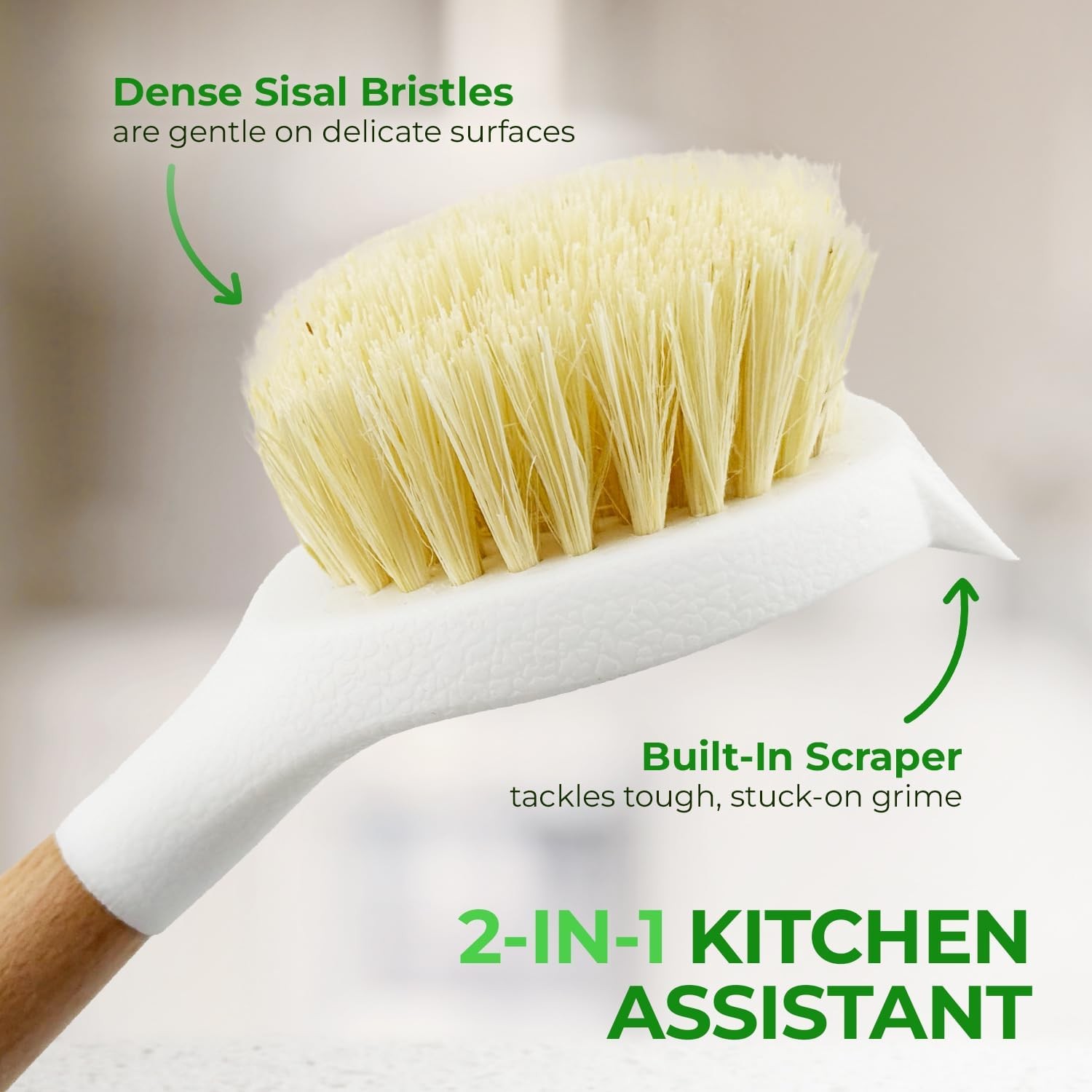 Wood Handle Kitchen Cleaning Brushes for Dishes, Pots and Pans Daily Washing