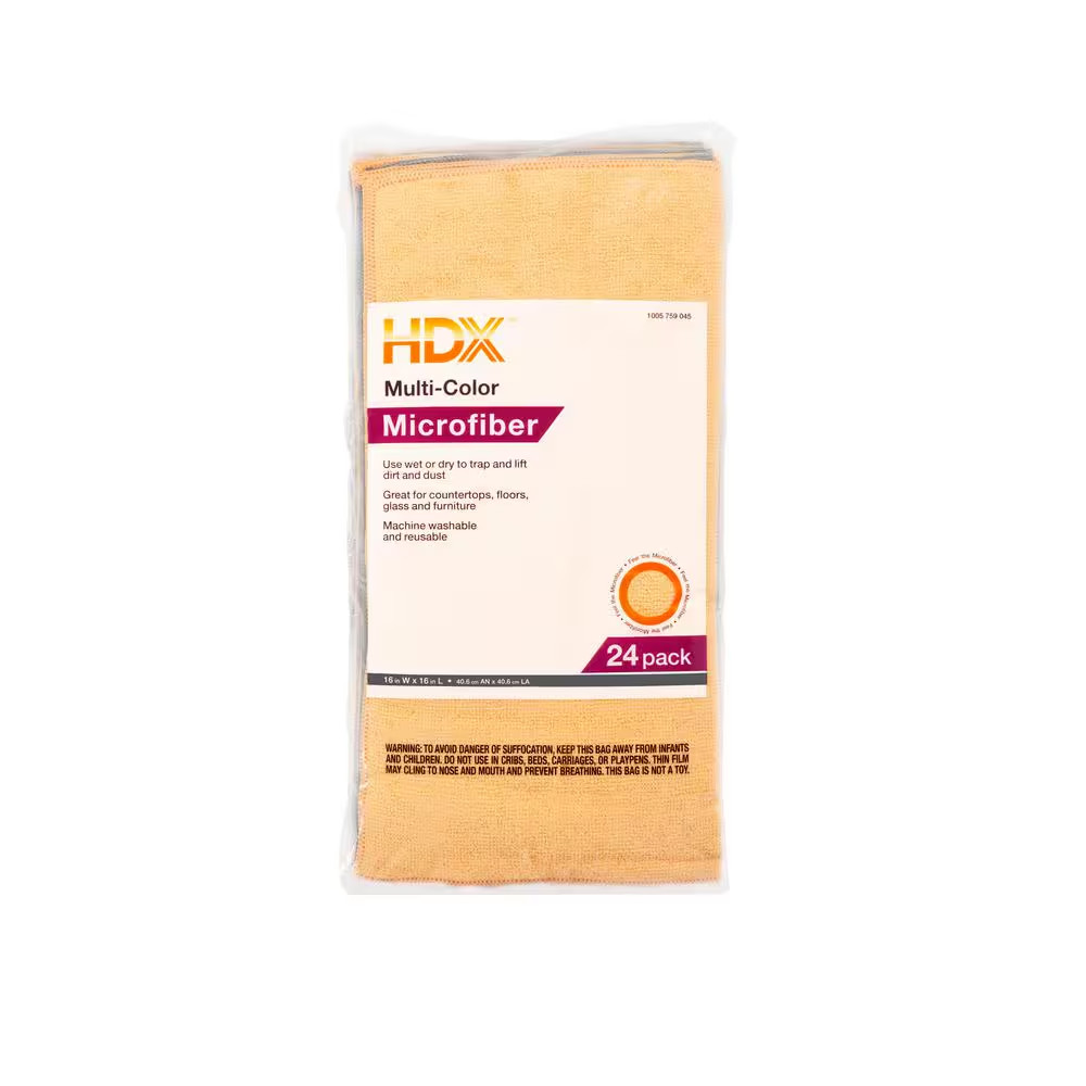 16 In. X 16 In. Multi-Purpose Microfiber Towel (24-Pack)