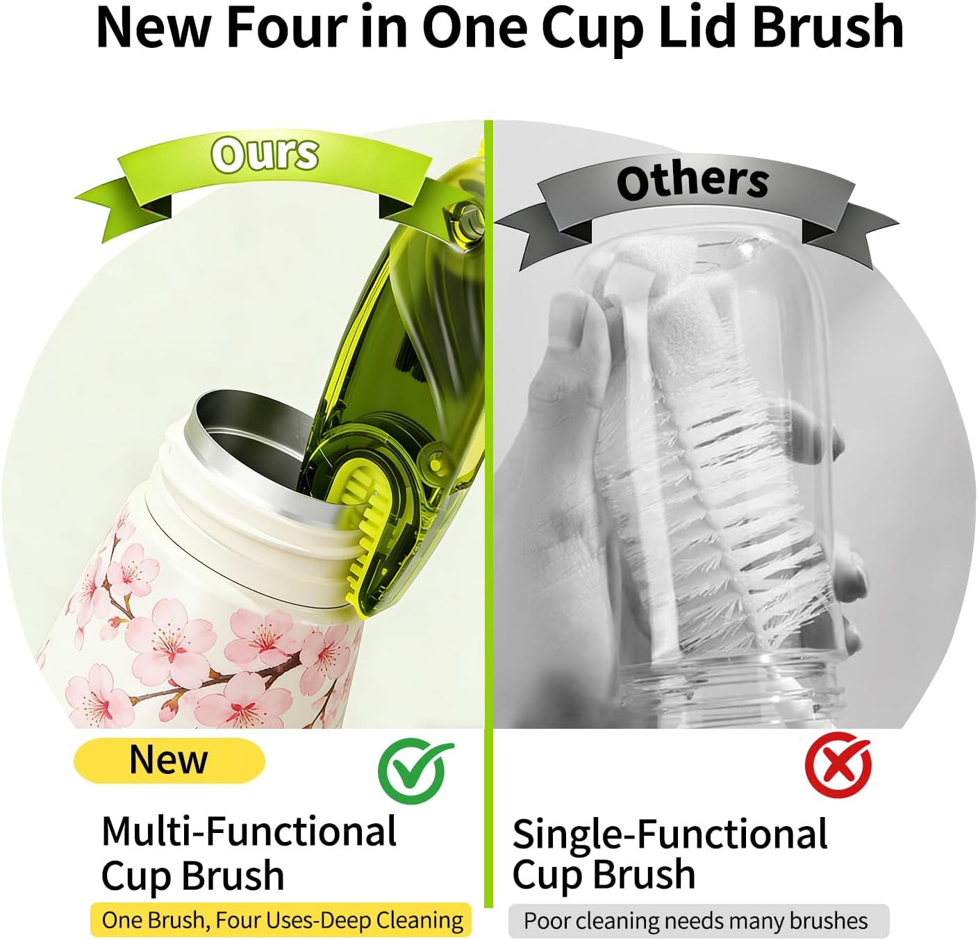 3 in 1 Cup Lid Gap Cleaning Brush Set, 2PCS Multifunctional Bottle Cleaning B…