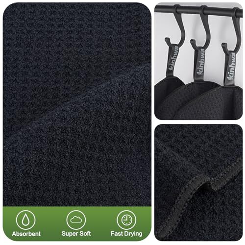 10 Pack Kitchen Dish Towels 8×8 in Absorbent Microfiber for Dishes Black