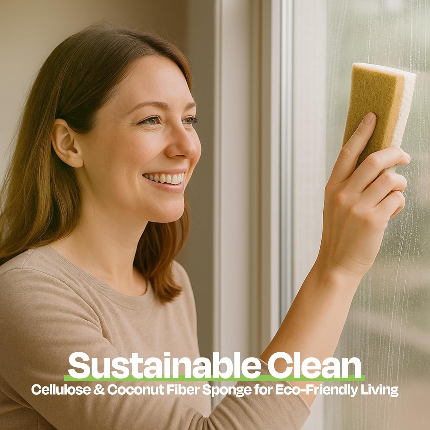 Super Eco Natural Kitchen Sponges Pack of 12, Long Lasting, Sponges for Dishes