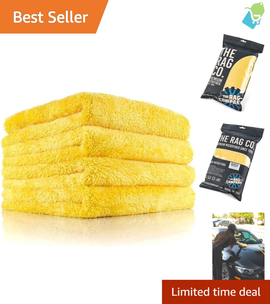 Eagle Edgeless 500: 4-Pack Super Plush Microfiber Detailing Towels, 16x16in Gold