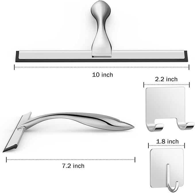 Limpiador de ducha multiusos de acero inoxidable para puertas de ducha, 10 Inch