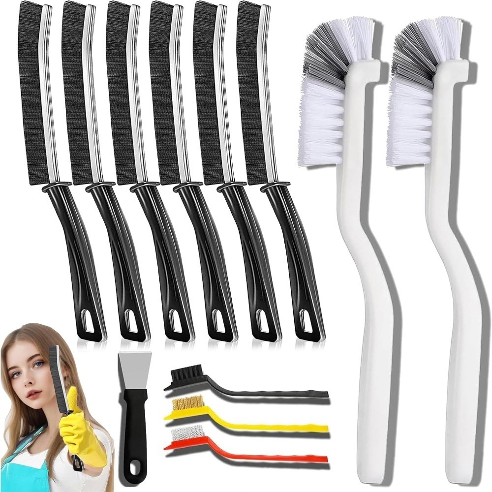 12Pcs Crevice Cleaning Brush Set, Hard Bristle Gap Cleaning Tools,