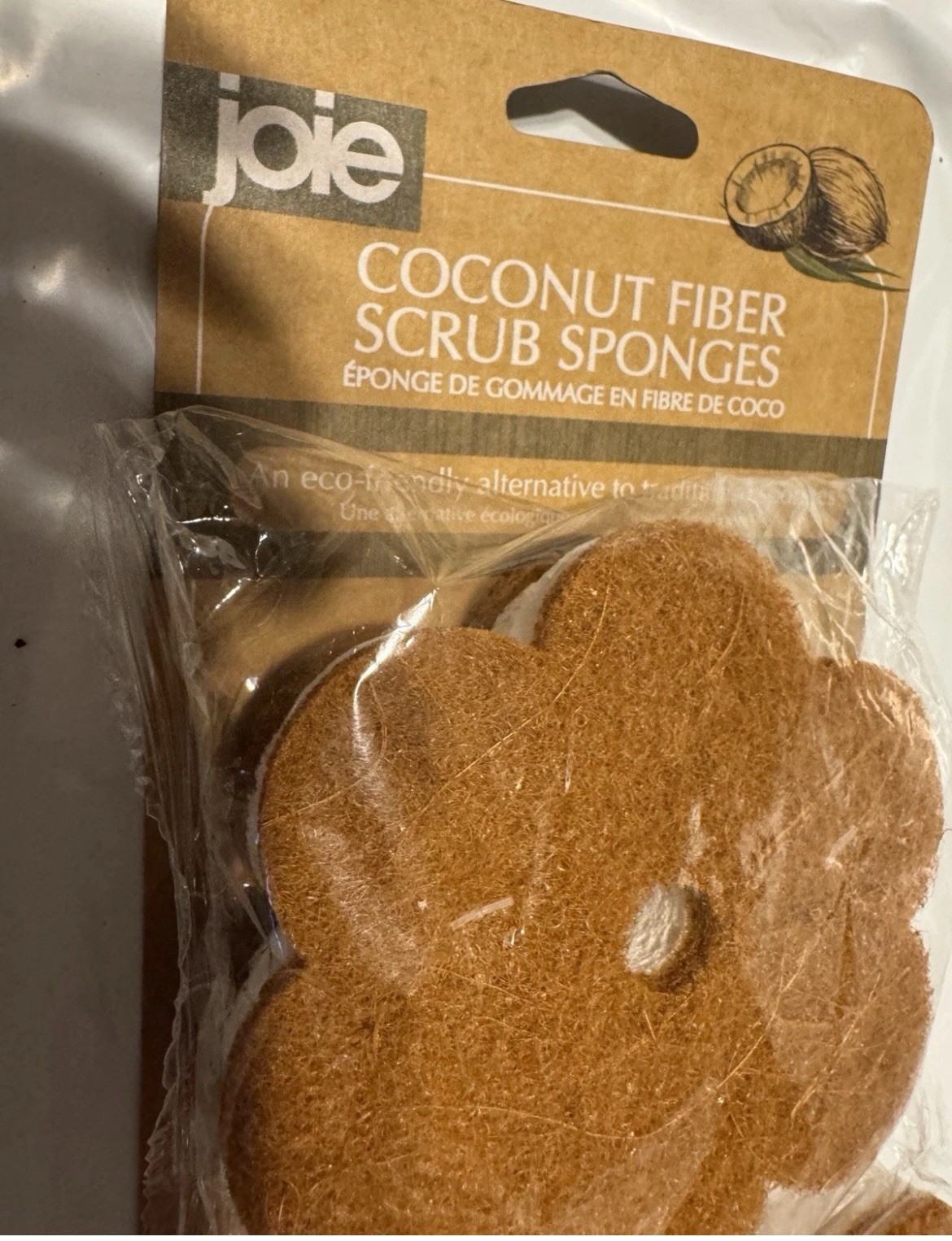 NEW 6 count, Joie Coconut Fiber Scrubbing Sponges Flower, Butterfly and bird
