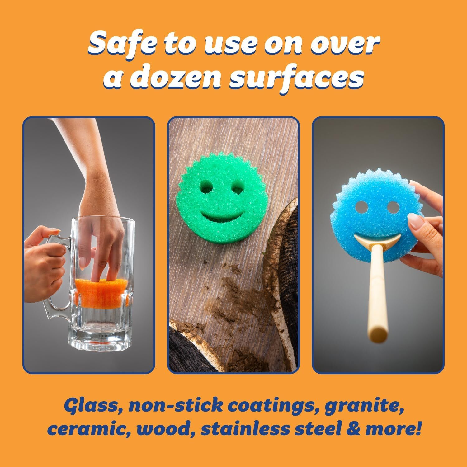 Colored Sponges – Scratch Free Multi-Purpose Dishwashing Sponge – (Pack of 3)