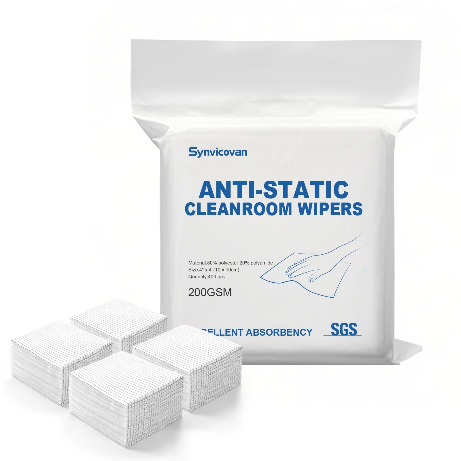 Anti-Static Microfiber Wipes 4″x4″(400 Pcs,Class 100, 200GSM) Lint Free Cloth…