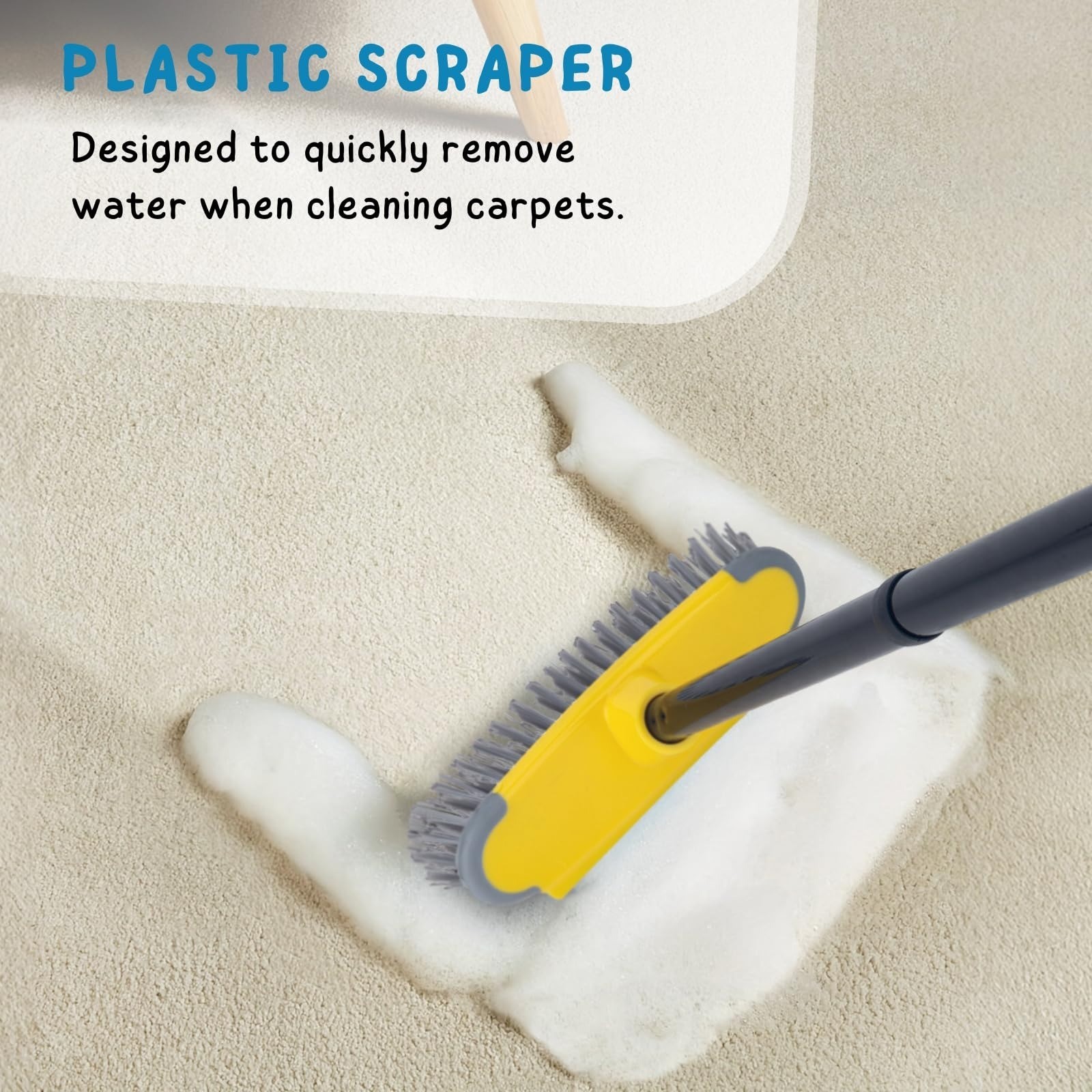 Deck Brush with Long Handle, Floor Scrub Broom for Shower, 50” Outdoor Scrubber