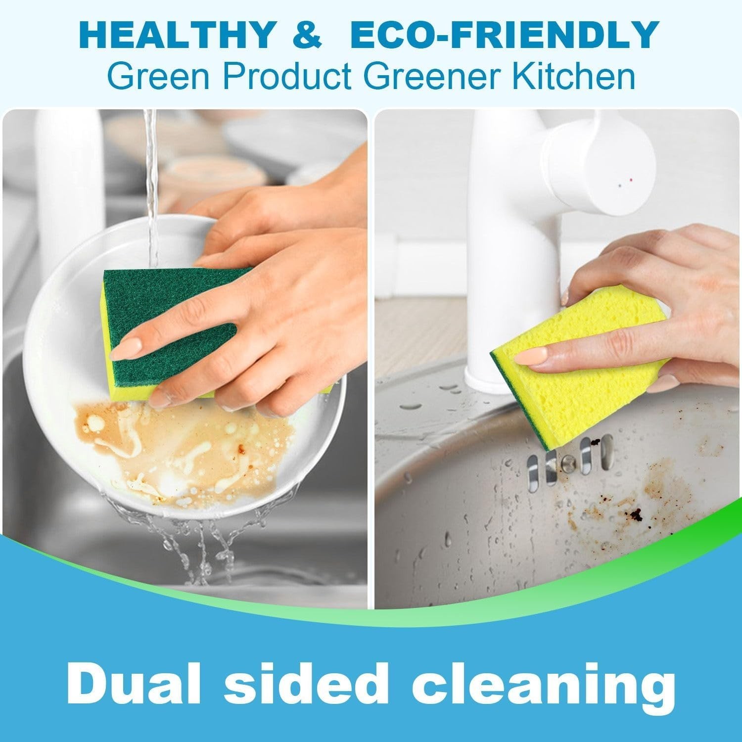 24 Pack Heavy-Duty Dual-Sided Scrub Sponges – Gentle & Tough Cleaning Options