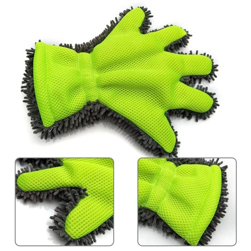 5-finger Car Wash Mitt Scratch Free Microfiber Cleaning Gloves Auto Chenille