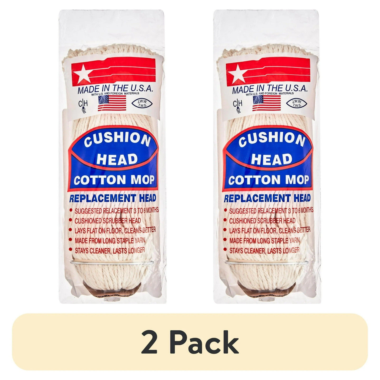2 Pack Cushion Head Cotton Mop Replacement Head 1 Head