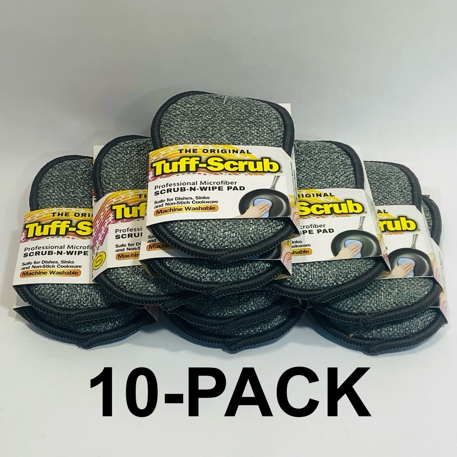 Tuff-Scrub Microfiber Pad Professional SCRUB-N-WIPE ~ Machine Washable ~ 10-Pack