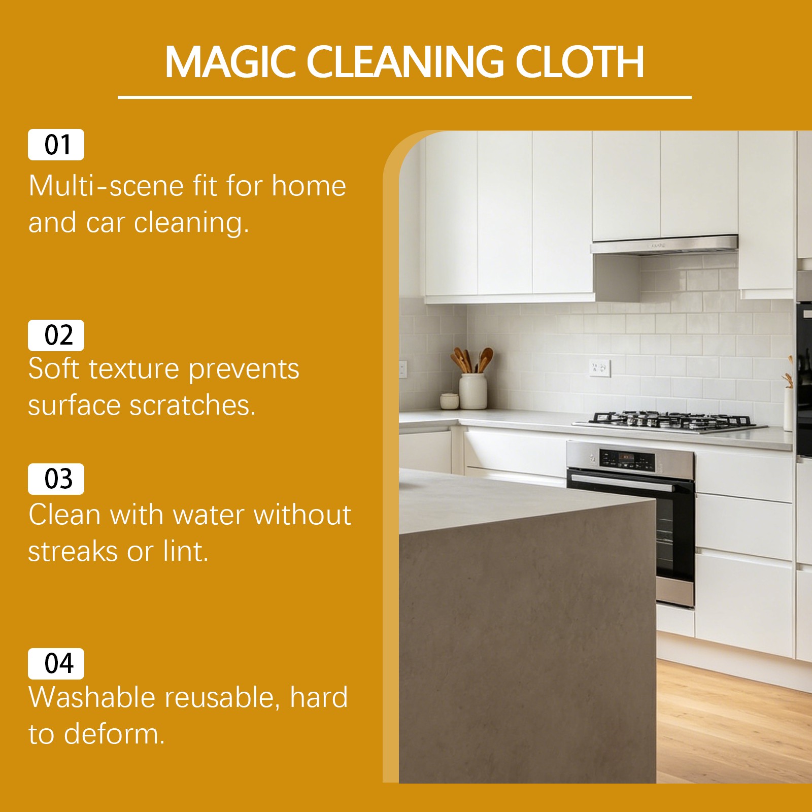 Magic Cleaning Cloth 5Pack Thick Microfiber Streak‑Free for Window Kitchen Reuse