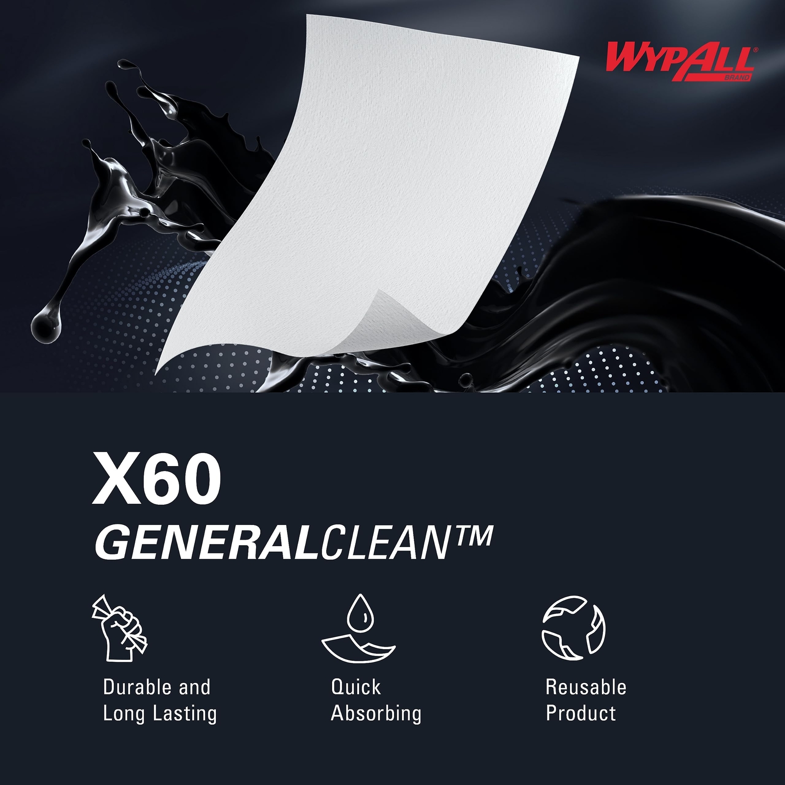 WypAll General Clean X60 Multi Task Cleaning Cloths 1180 Count Pack of 10