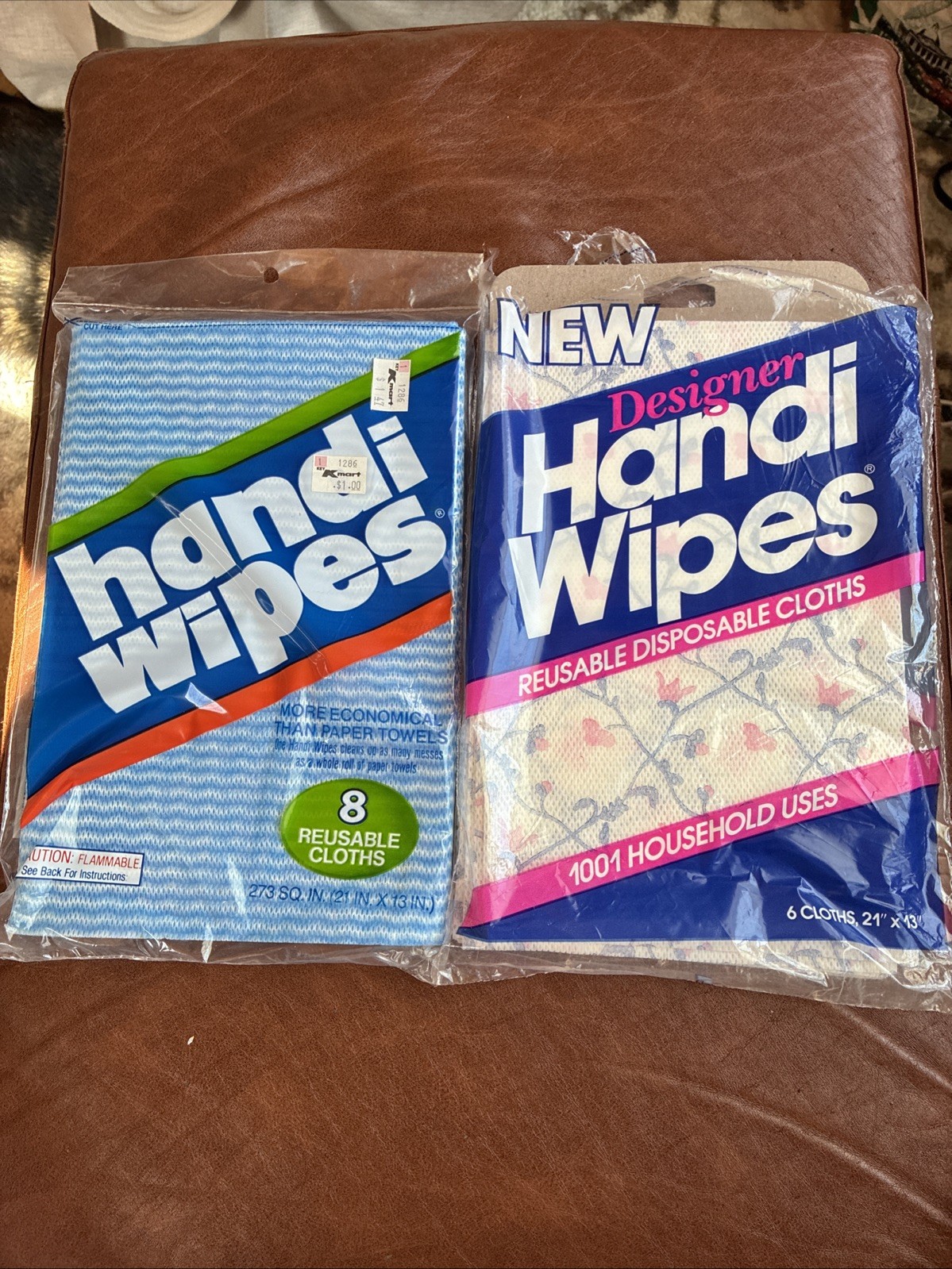 VINTAGE Handi Wipes Reusable Cloths 8 Blue & 5 Floral 13 Cloths In Total