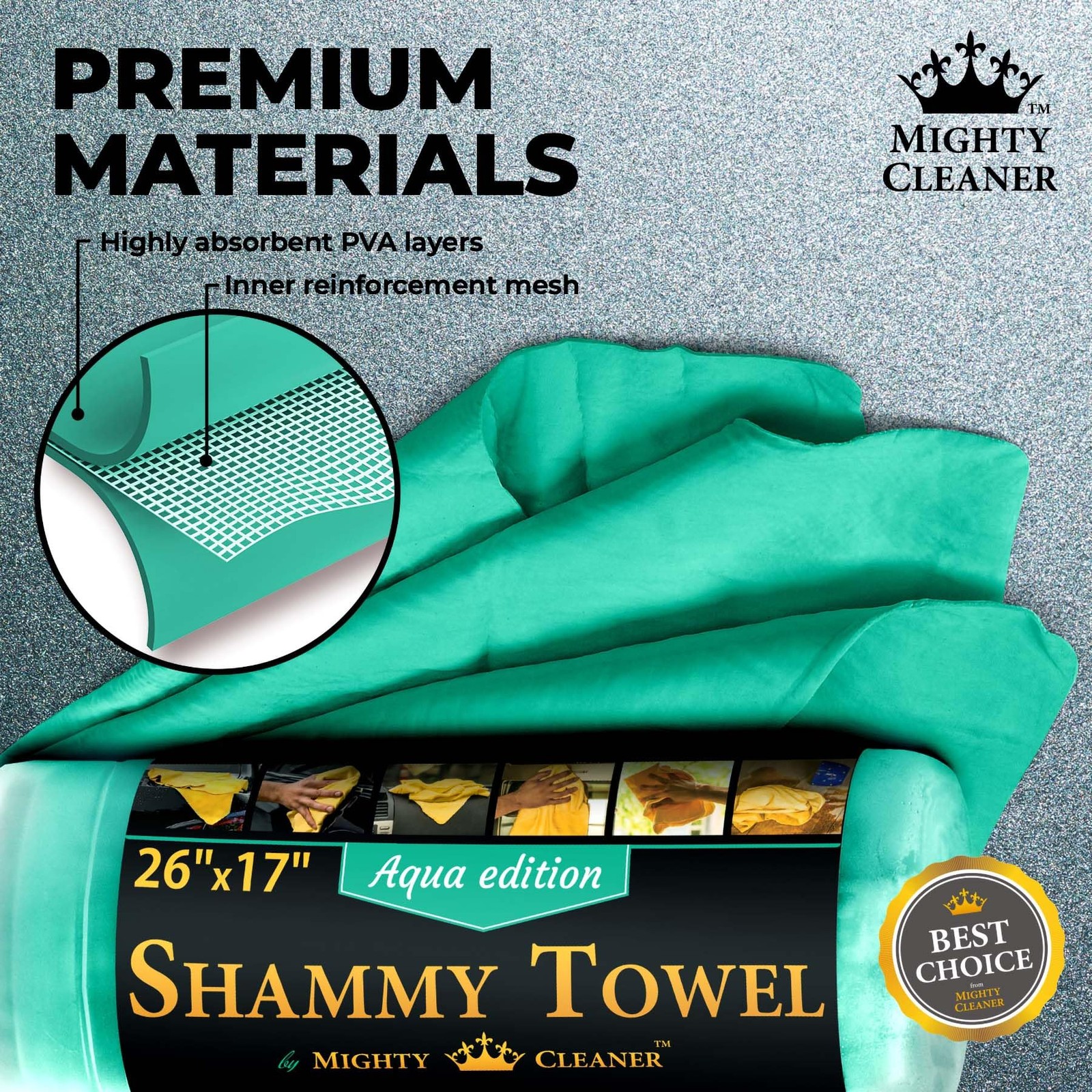 26×17-inch Shammy Cloth for Car Drying Super Absorbent Reusable Chamois Towel