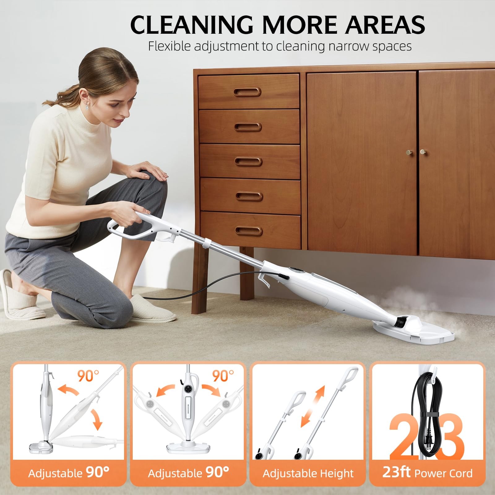 10-in-1 Steam Mop, Powerful Handheld Steam Cleaner for Home with 23FT Cord, R…