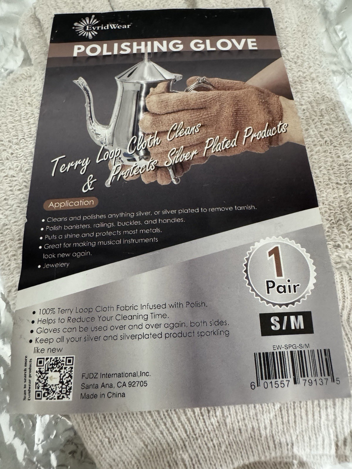 EvridWear Silver Polishing Gloves Polish Small/ Medium