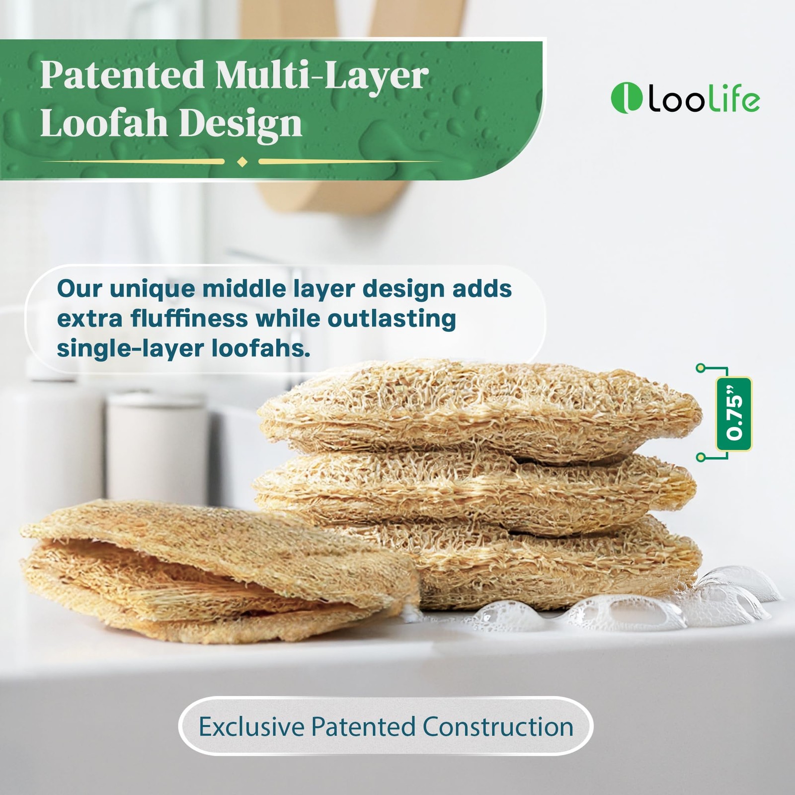 Natural Loofah Kitchen Sponge (3 Pack) – 3 Count (Pack of 1),