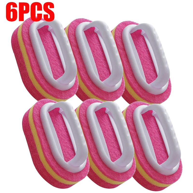 6/3/1Pcs Household Cleaning Brush with Handle Sponge High-Density Thick Scouring