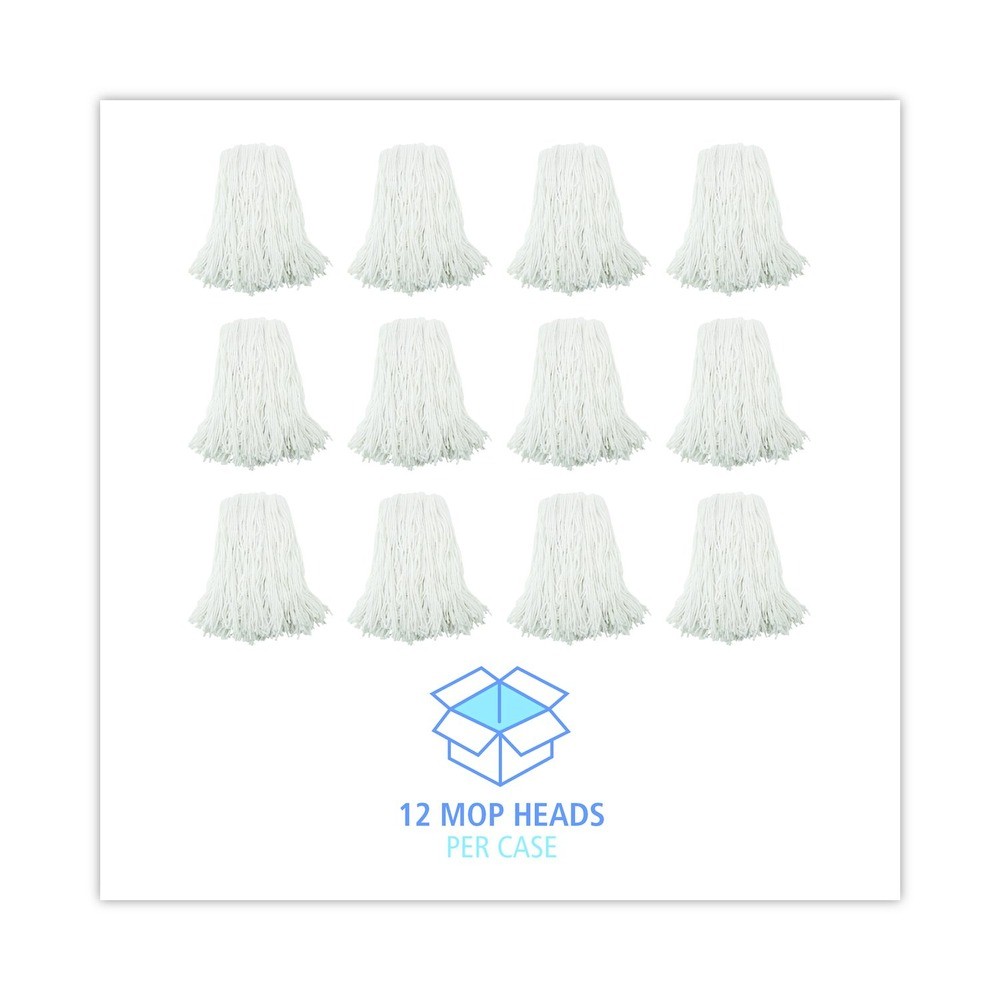 Boardwalk 216RCT 16 oz. Rayon Premium Cut-End Wet Mop Heads – White (12/Ct) New
