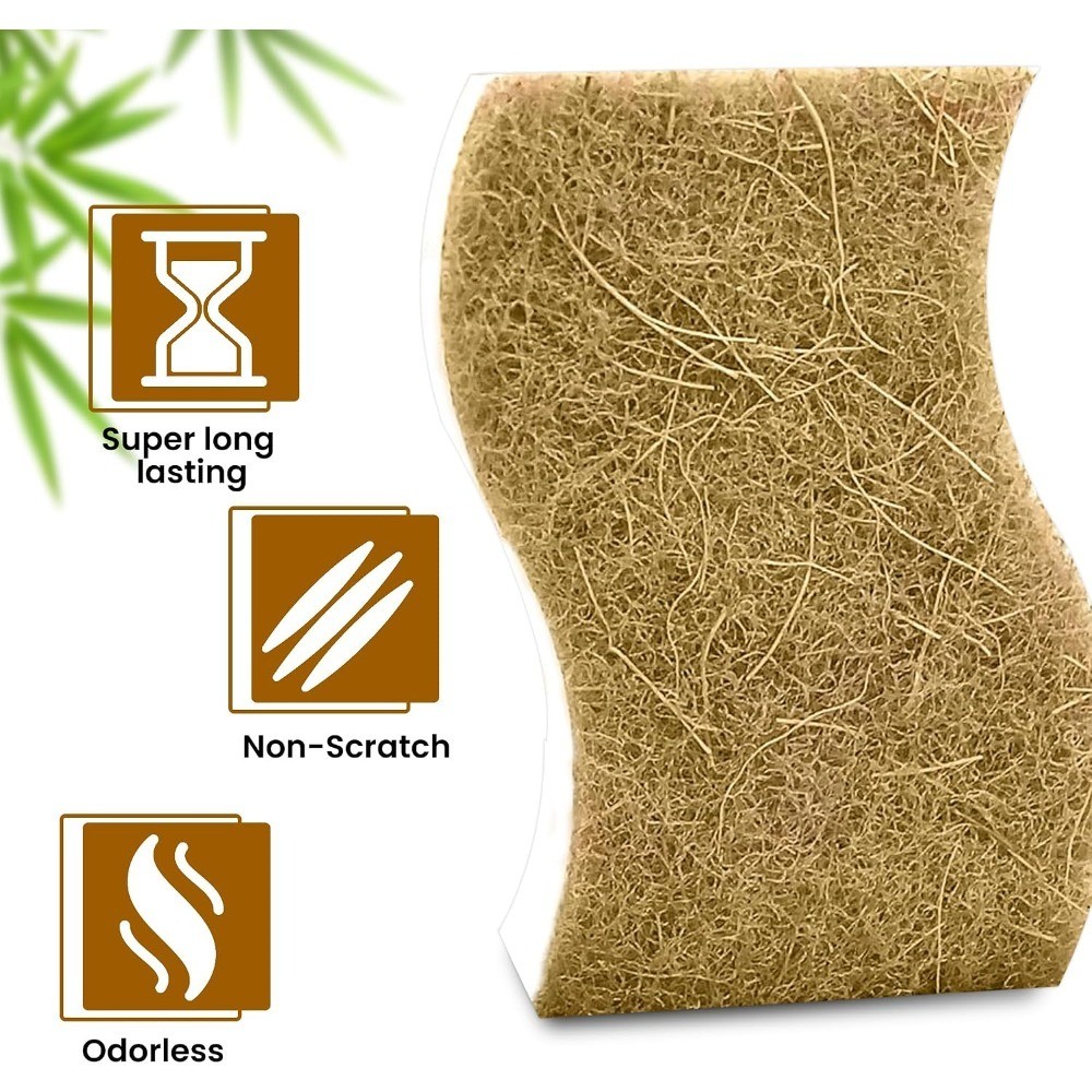 Natural Kitchen Sponge –12-Pack Biodegradable Sponges for Dishes –Compostable