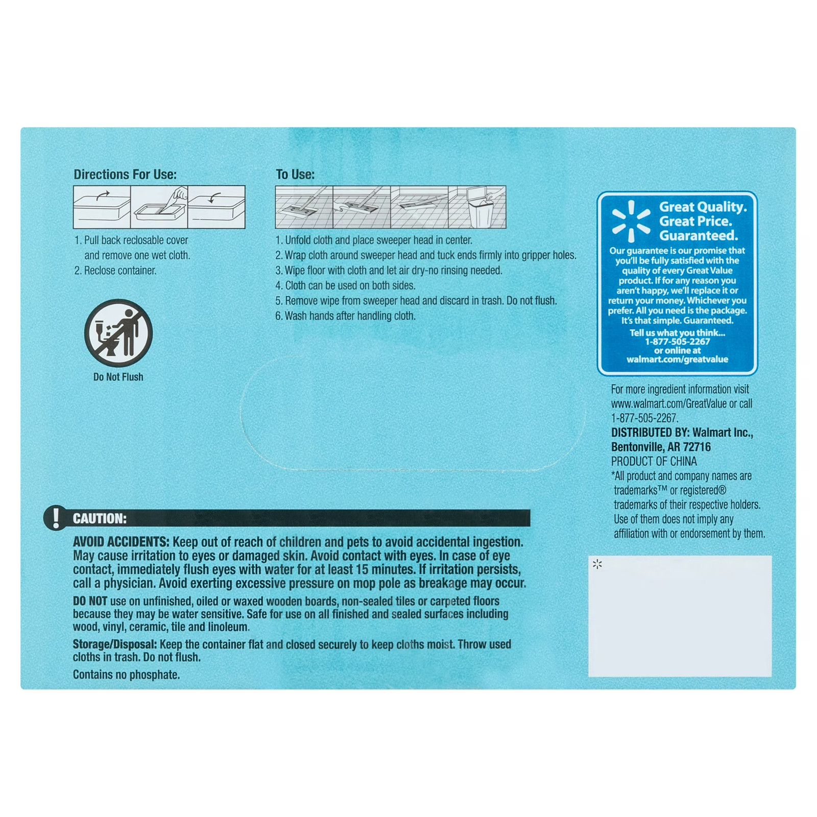 (3 pack) Great Value Low Streaking Wet Mopping Cloths, 38 Count