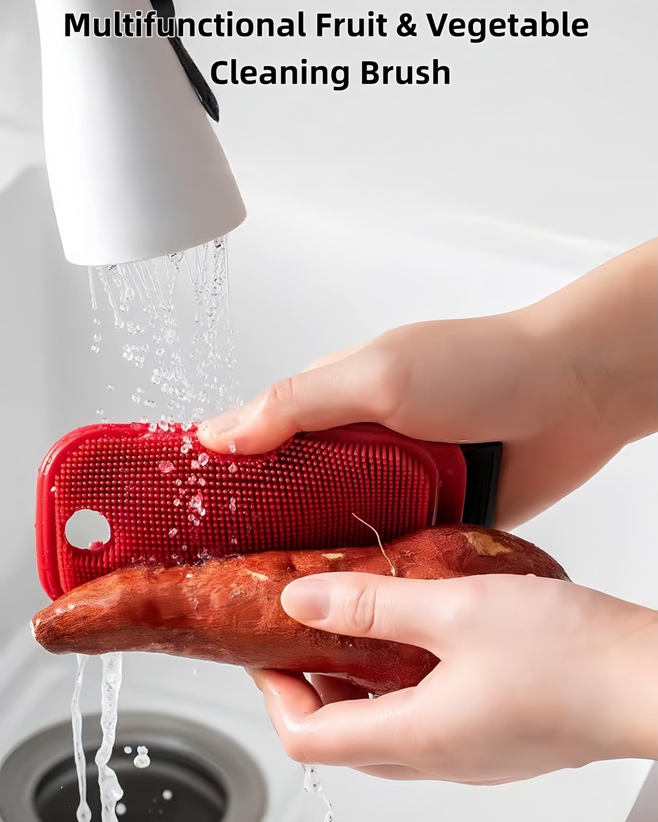 Potato Scrubber Brush 4 Pack Vegetable Brushes Multi-Functional Red and Gray