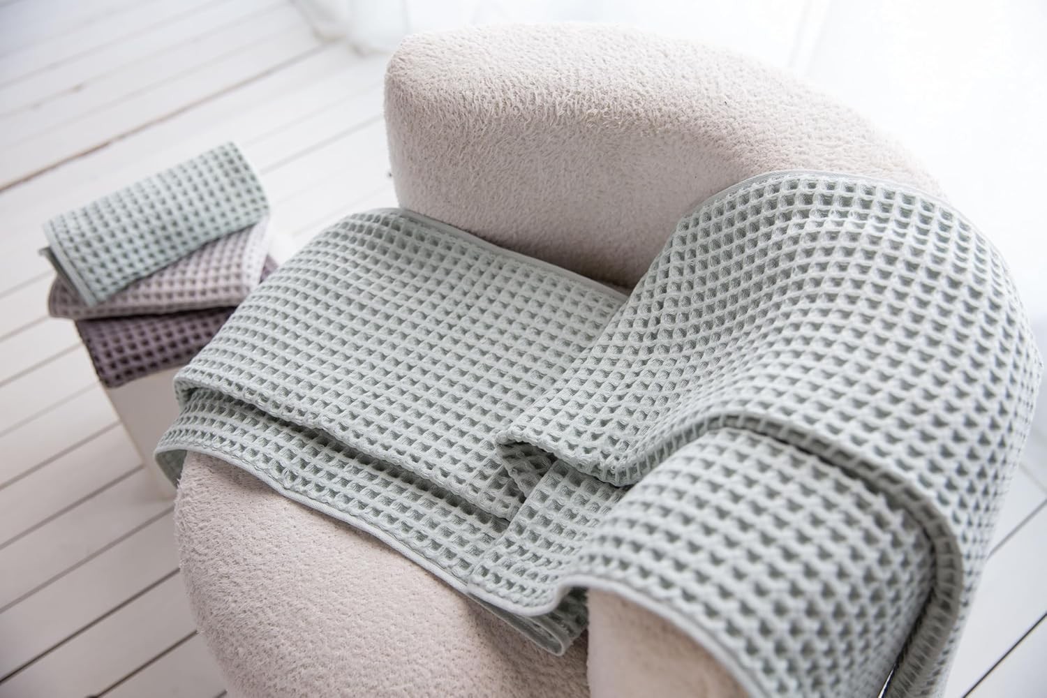 Waffle Cotton Bath Towels-100% Turkish Cotton, Quick Dry, Ultra Soft, Premium
