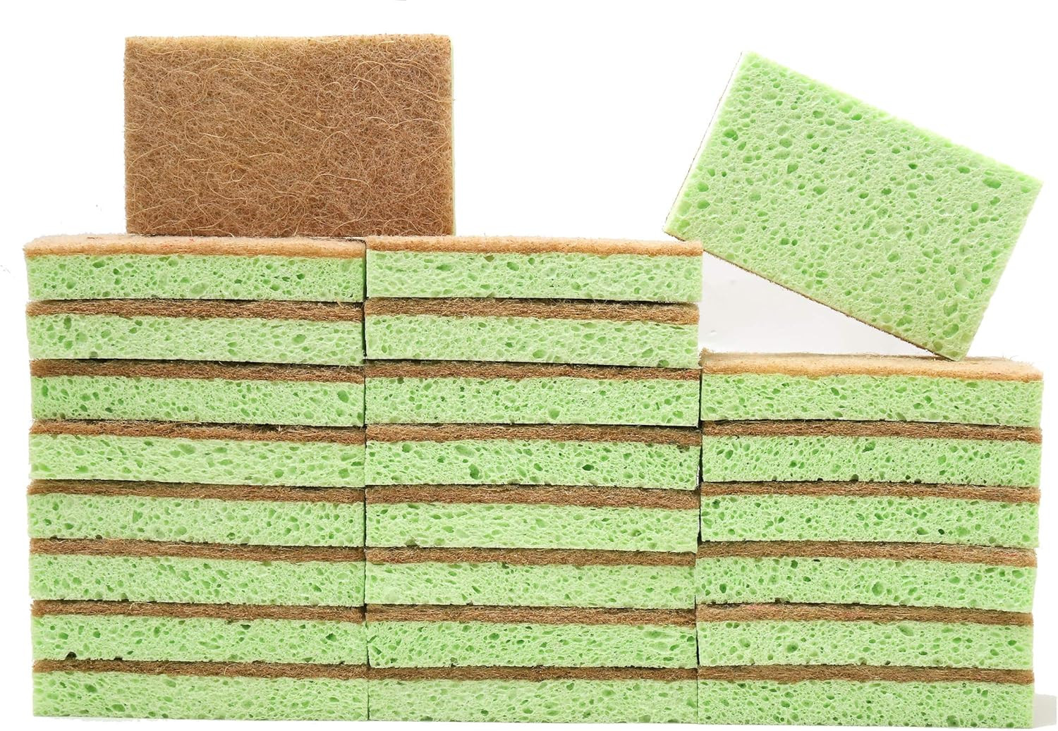24 Pack Natural Sponges – Biodegradable Compostable Cellulose and Coconut Natura