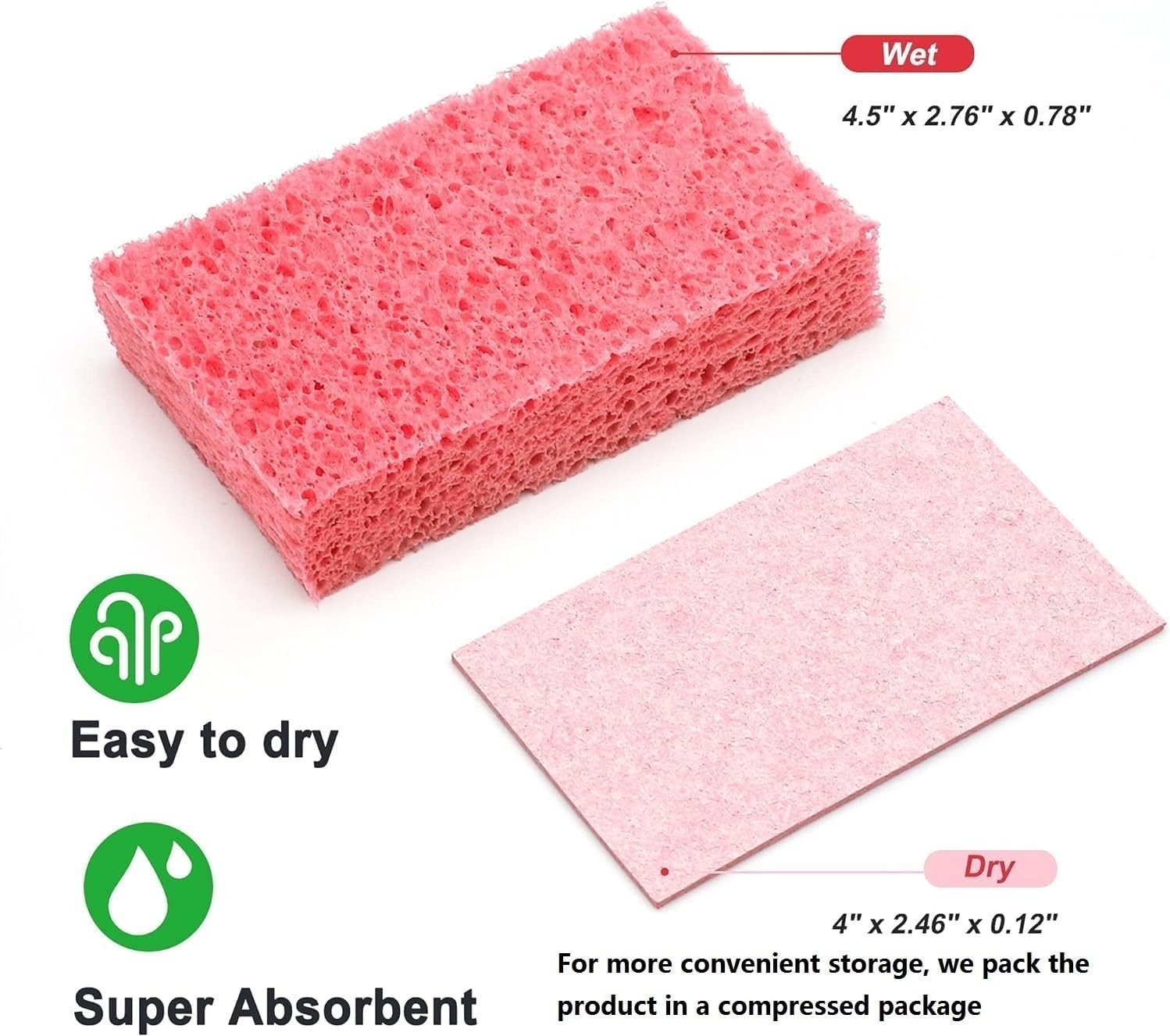 100% Biodegradable Cellulose Sponges – Reusable Kitchen Cleaning Solution 6 Pack